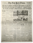 WWII ''The New York Times'' Newspaper From 26 April 1945 -- Reporting Final Overthrow of The Reich & Establishment of the United Nations